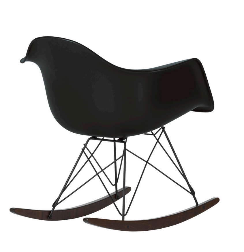 Eames Plastic Arm Rocking Chair RAR Black Collection Chaise à bascule Vitra