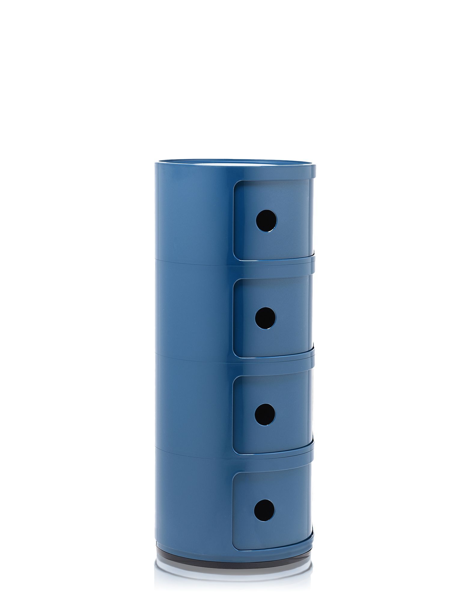 Blauer Componibili Turm mit vier Elementen von Kartell, modulare Aufbewahrung für Wohnzimmer und Büro.