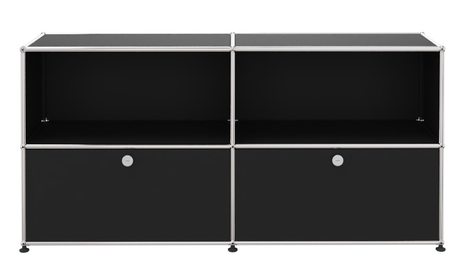 USM Haller Buffet 2 Ouverts / 2 Volets Noir graphite - FAST DELIVERY