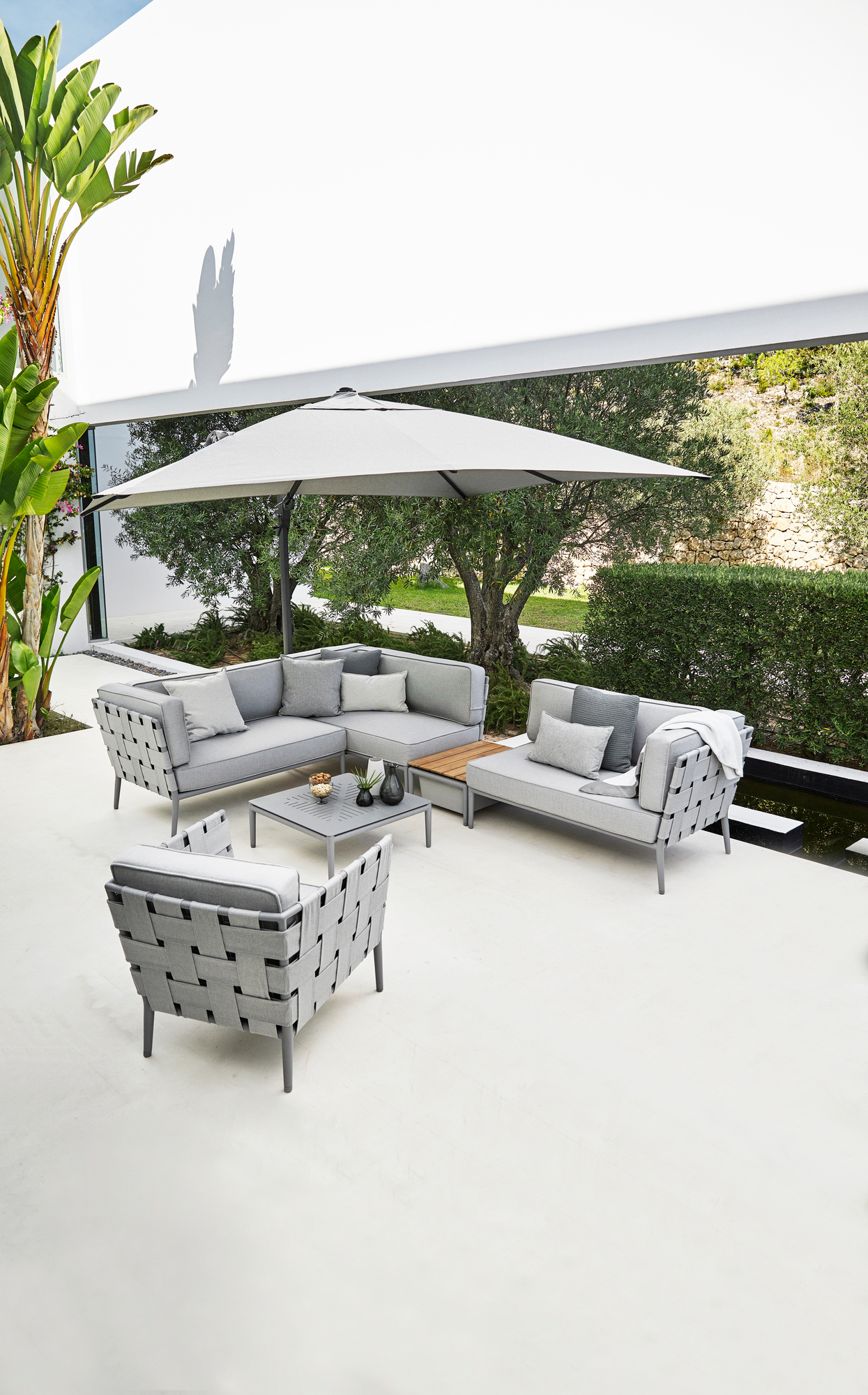Conic AirTouch Outdoor 2 places modulaire canapé droite gris clair Cane-Line