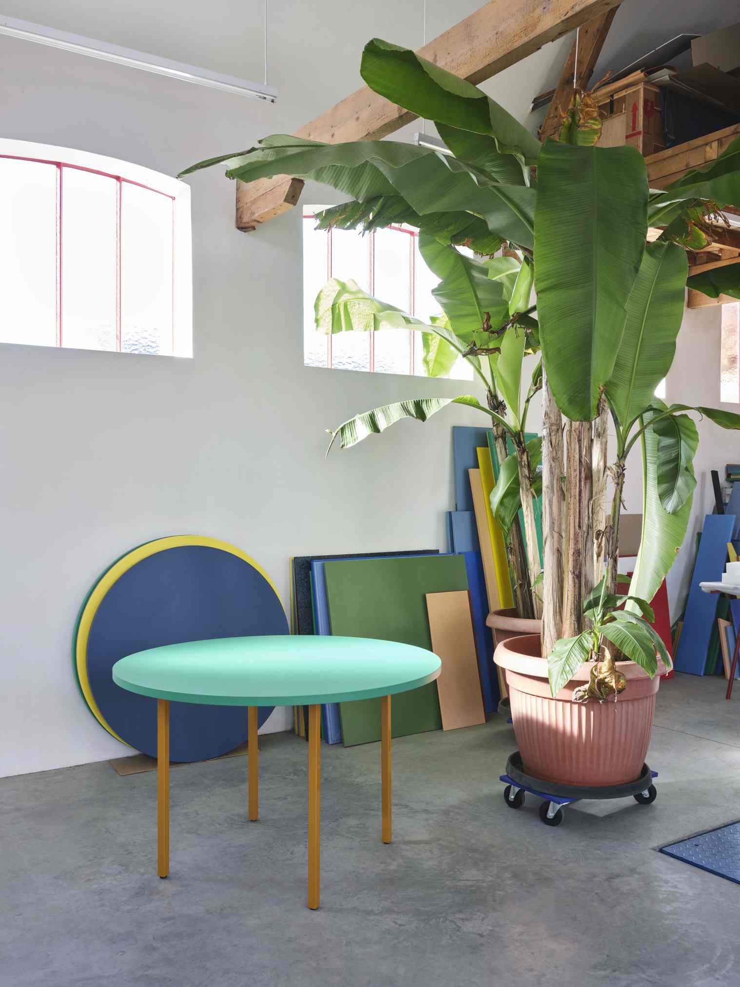 Two Colour Table 120 cm Hay Vert menthe - Ocre