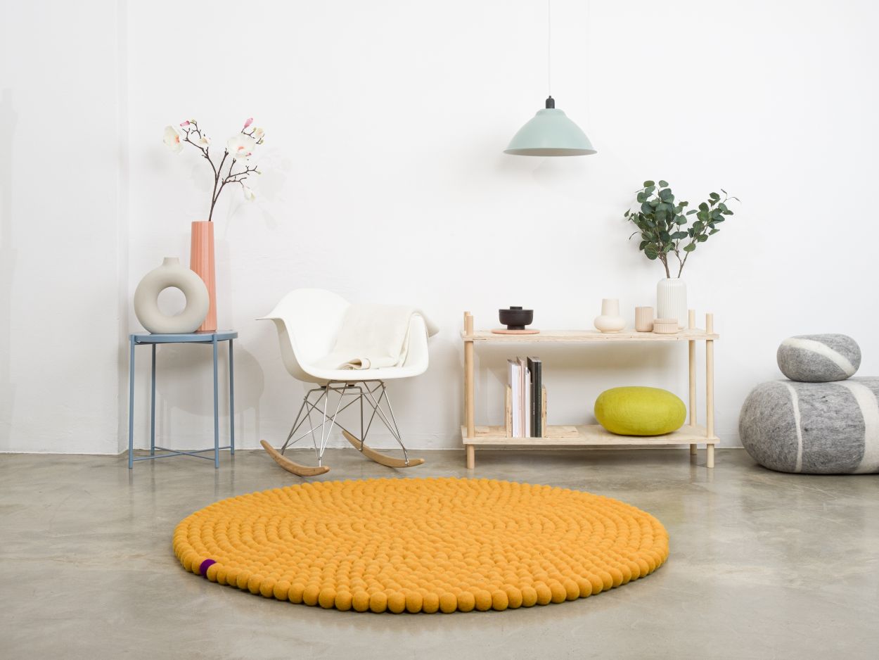 Big One Rund Tapis en feutre Ø 300 cm myfelt Jaune ocre