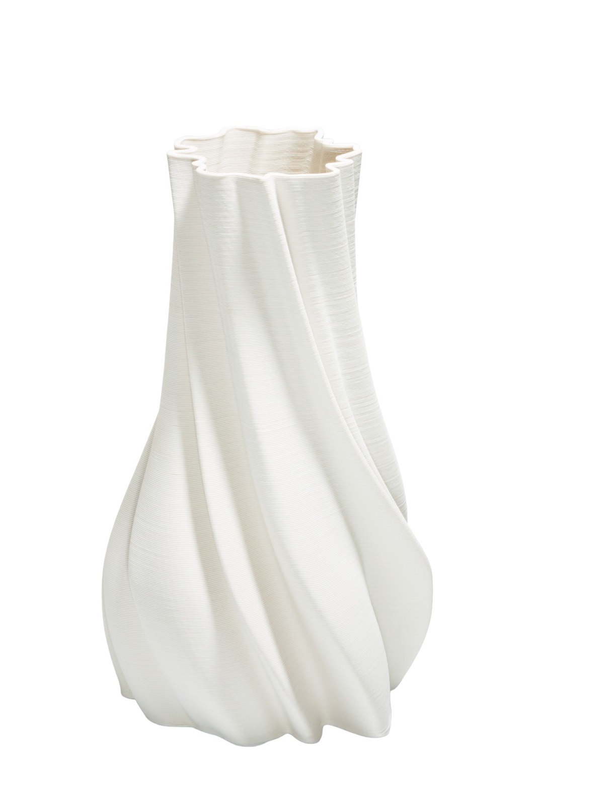 FRAPPE Vase von Philippi, weiße Keramik, gedrehte Form, moderne Dekoration für Wohnzimmer und Tisch.