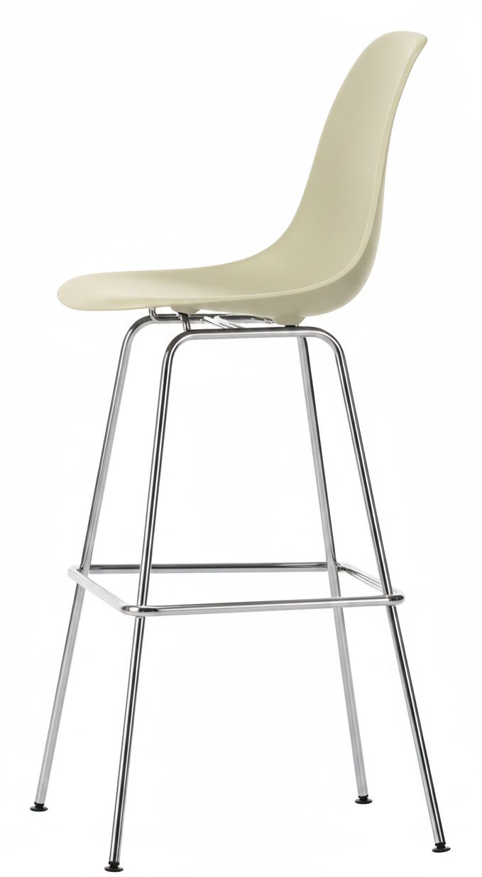 Tabouret de bar Eames en plastique, haut finition chrome galet/brillant Vitra OFFRE SPECIALE