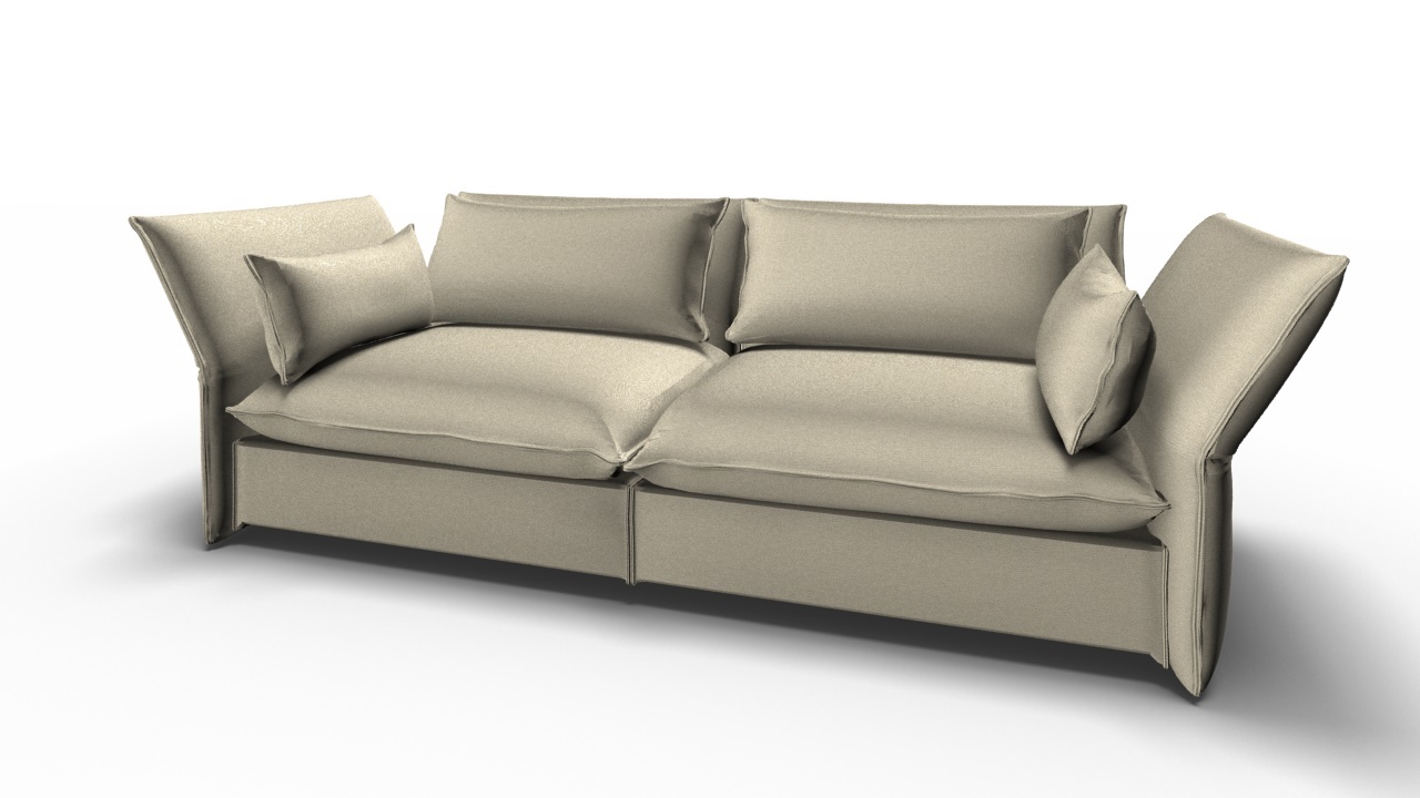 Cremefarbenes Mariposa Sofa von Vitra, ein modernes 3-Sitzer Sofa mit weichen Kissen.