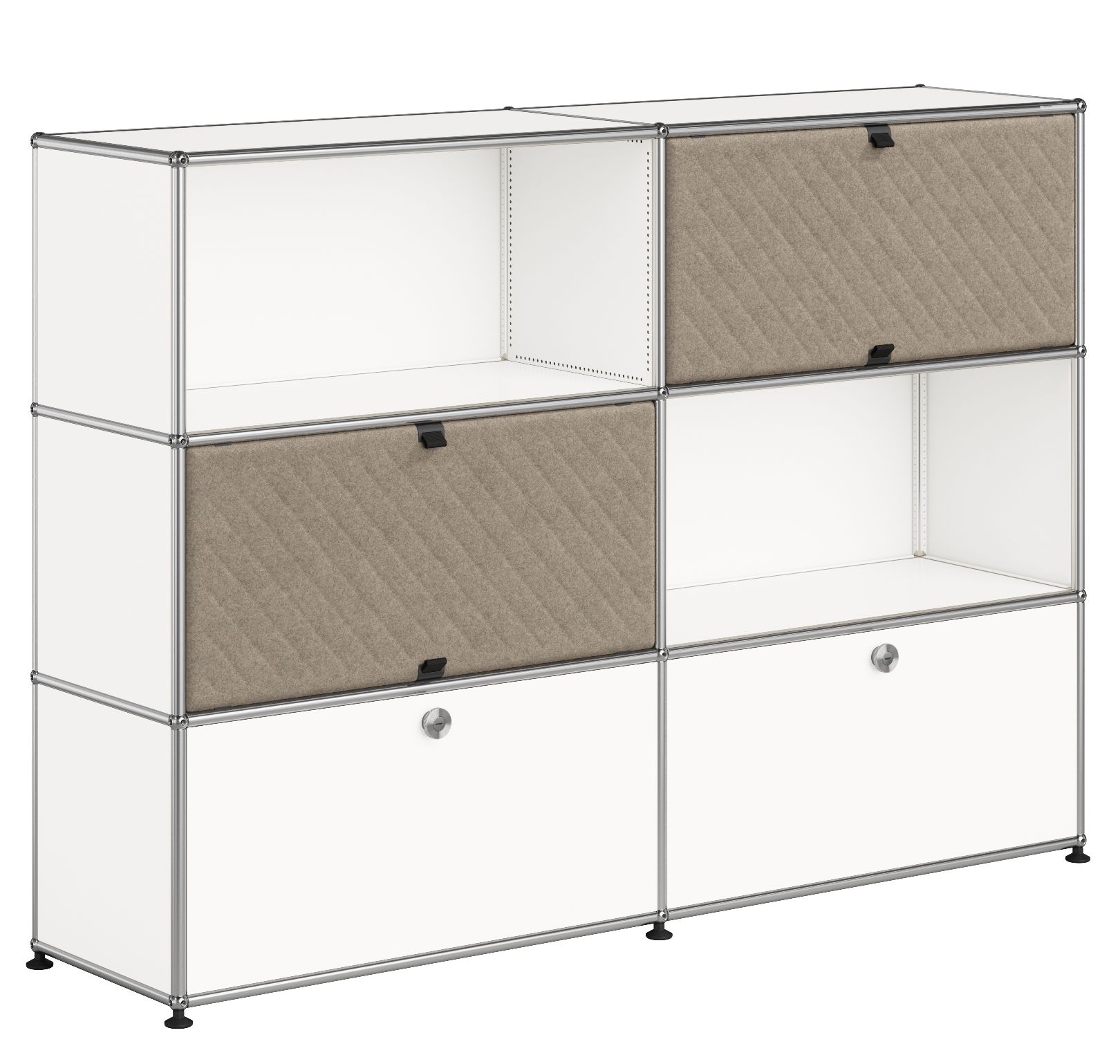 Buffet USM Haller M66 avec panneaux souples - Blanc pur-taupe