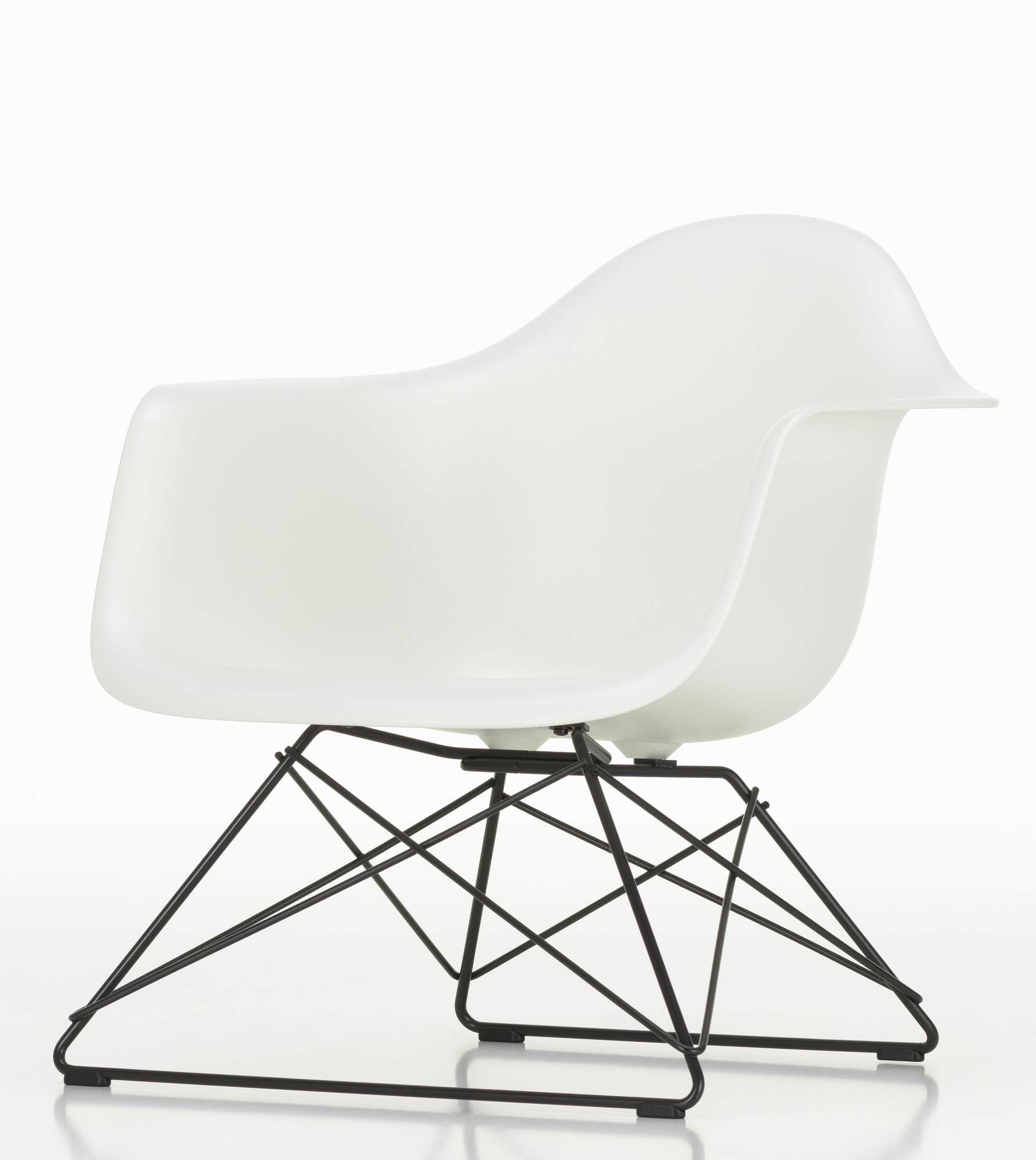 Eames Plastic Arm Chair LAR Chaise Vitra Blanc - Chromé