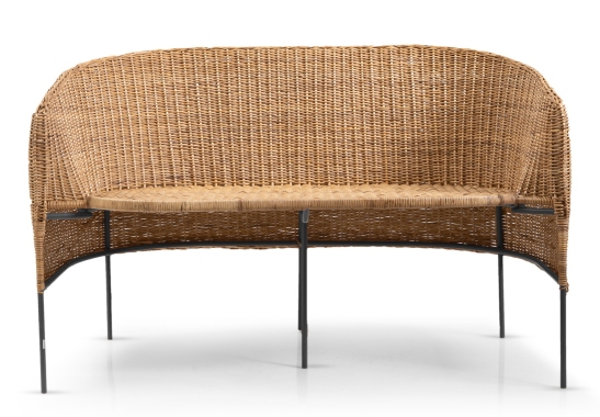 Caribe Natural Banc 2 places extérieur ames Matériau naturel brut / Noir