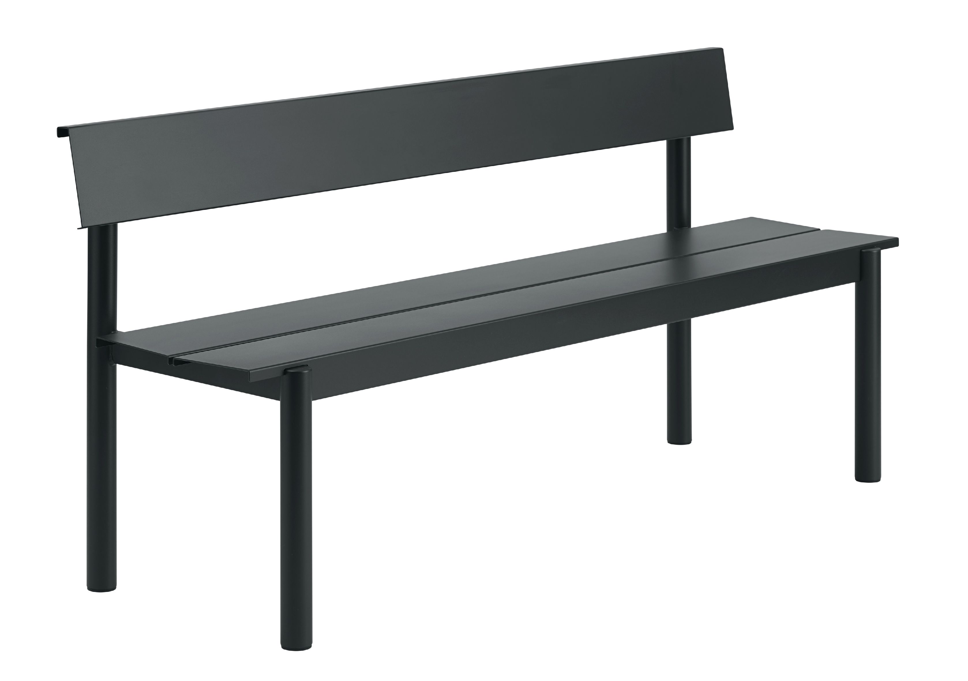 Linear Steel Bench Banc d'extérieur avec dossier 170x34 cm Muuto