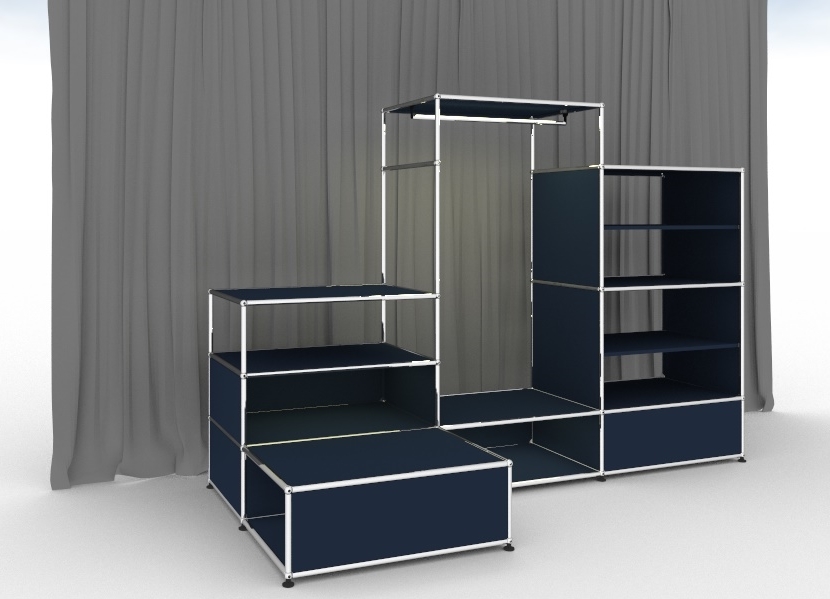 E vestiaire illuminé bleu acier USM Haller - QUICK SHIP