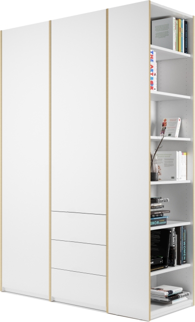 Armoire MODULAR PLUS Combinaison avec étagère annexe à droite et 3 tiroirs Müller Möbelwerkstätten