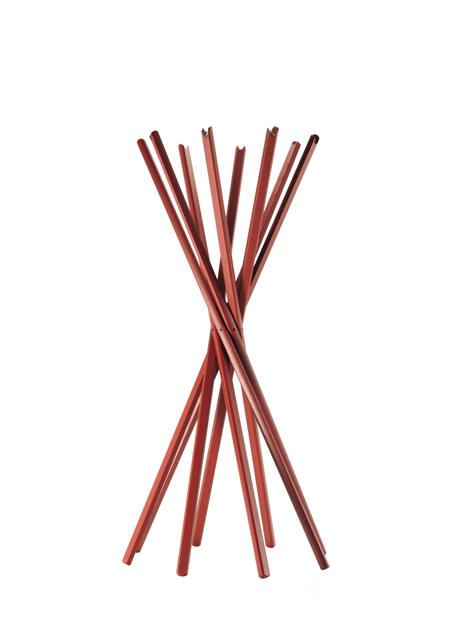 Sciangai Tringle à vêtements bordeaux laqué Zanotta Sciangai Kleiderständer von Zanotta, bordeaux lackiert. Design Garderobe aus Holz, moderne Flurmöbel.