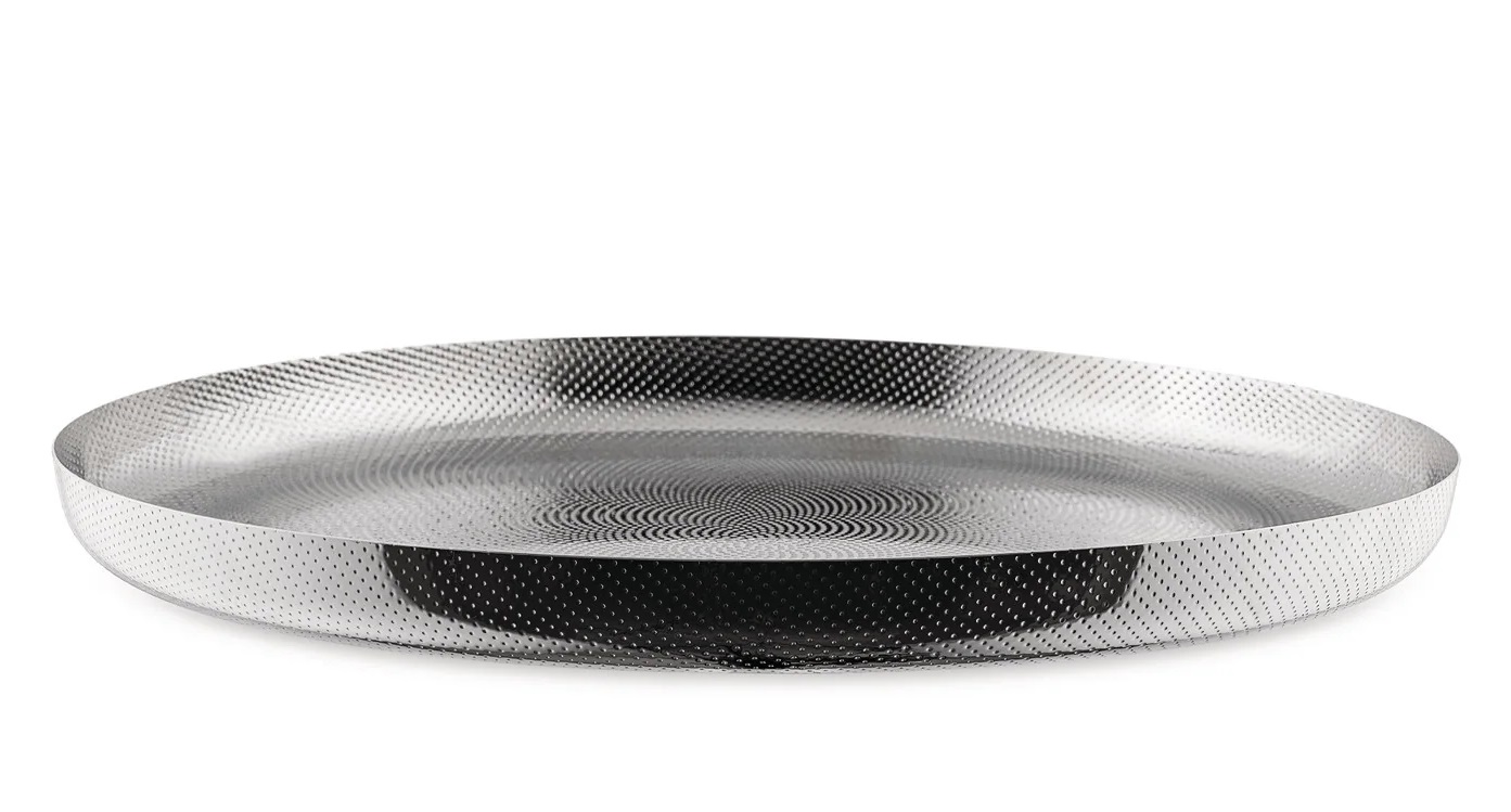 JM14/35 T Plateau rond Acier inoxydable 18/10 avec décor en relief Alessi OFFRE SPECIALE