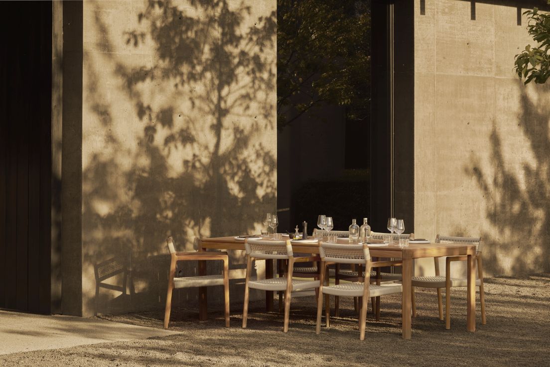 Chaise d'extérieur tressée Jack en teck Ethnicraft