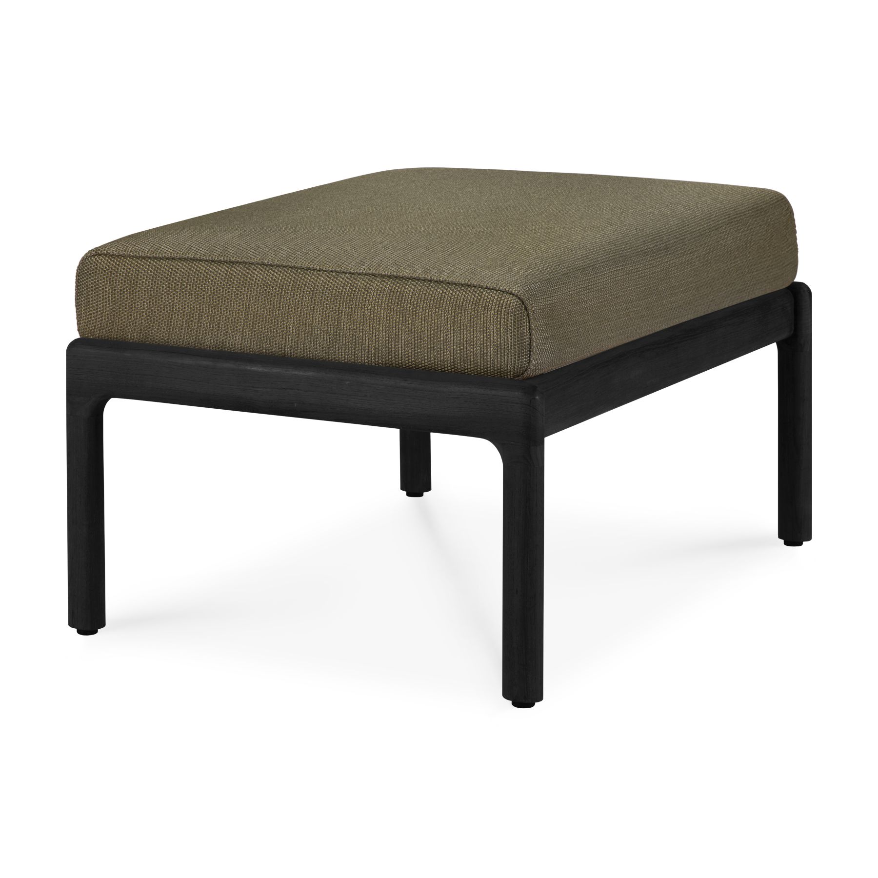 Tabouret d'extérieur rembourré Jack en teck, tissu noir et vert Ethnicraft