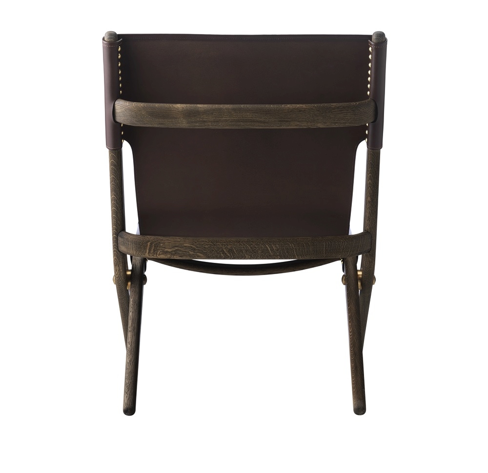 Saxe Chaise chêne teinté brun - cuir brun Audo