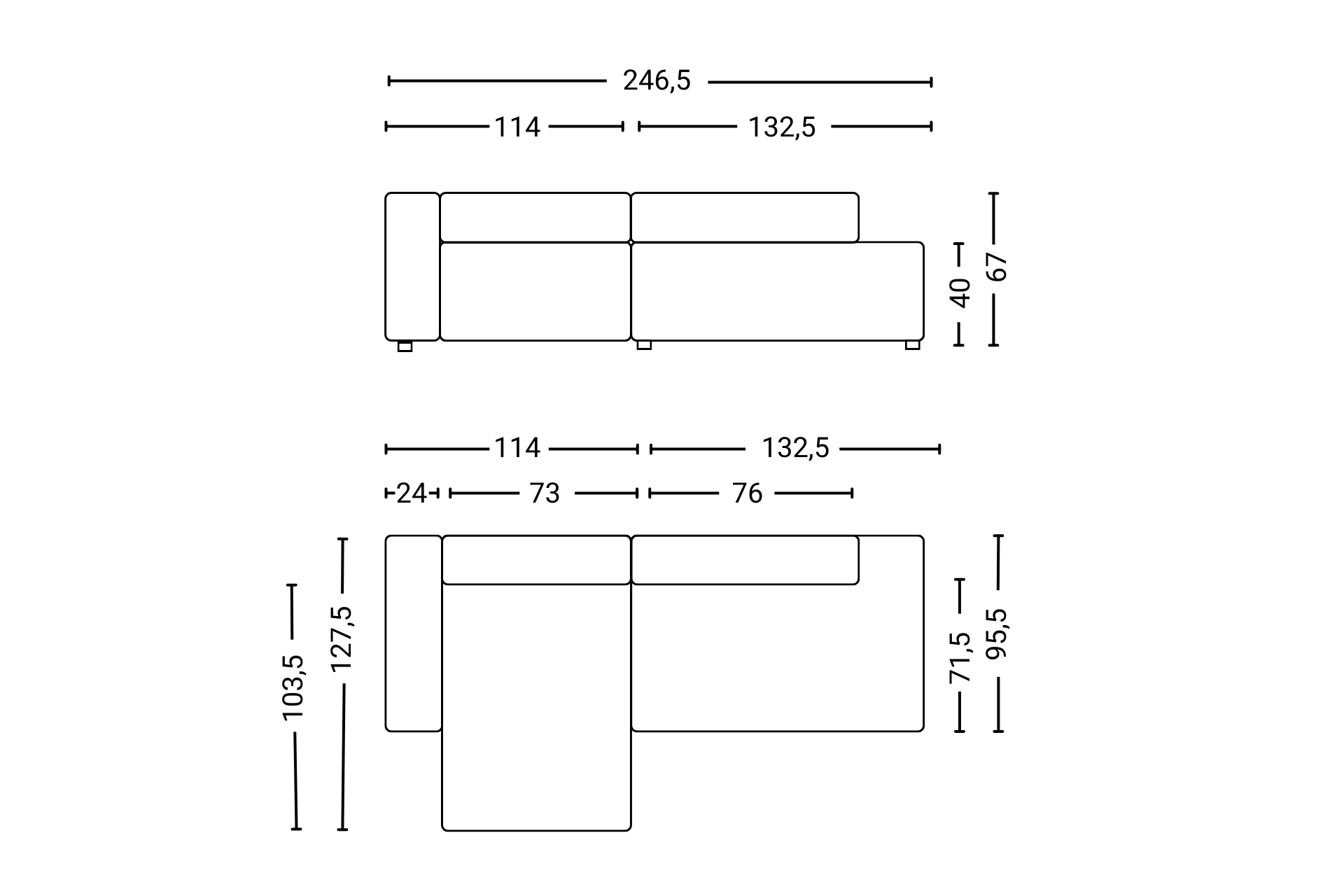 Mags Canapé 2 1/2 Places Combinaison 3 Hay Tissu Atlas 411 / gauche