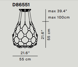 D86 Mesh Plafonnier Ø55cm - Longueur du câble 1m Luceplan