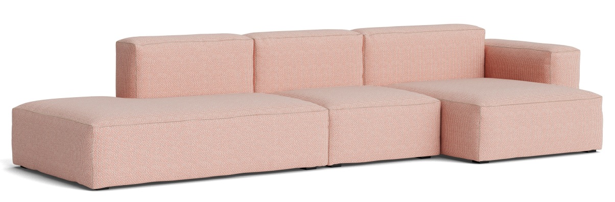 Mags Soft Sofa, 3-Sitzer, Tartaglia Rot/Weiß, Beige Naht. Modernes Sofa mit niedriger Armlehne.