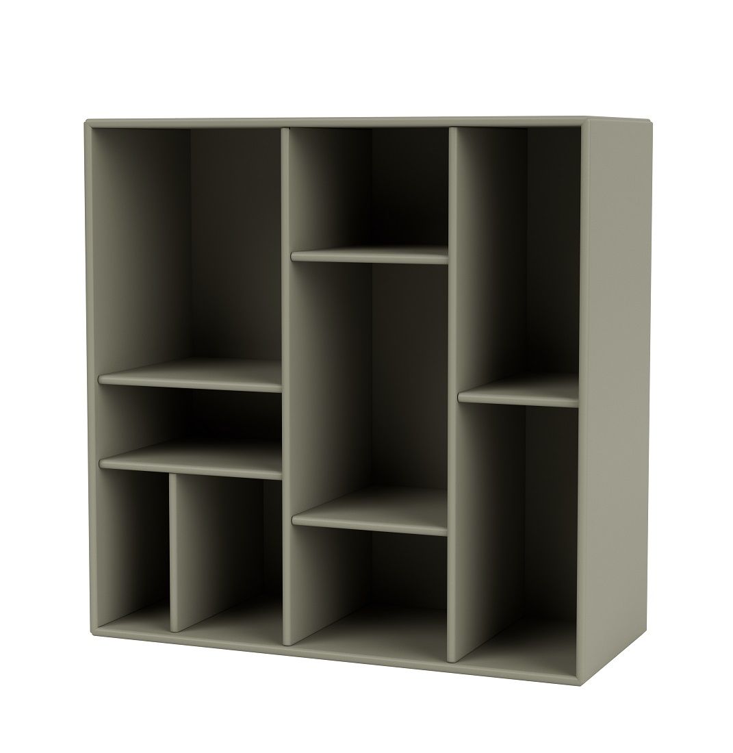 Graues Montana Wandregal Compile mit Fächern und Regalböden für die Wandmontage.