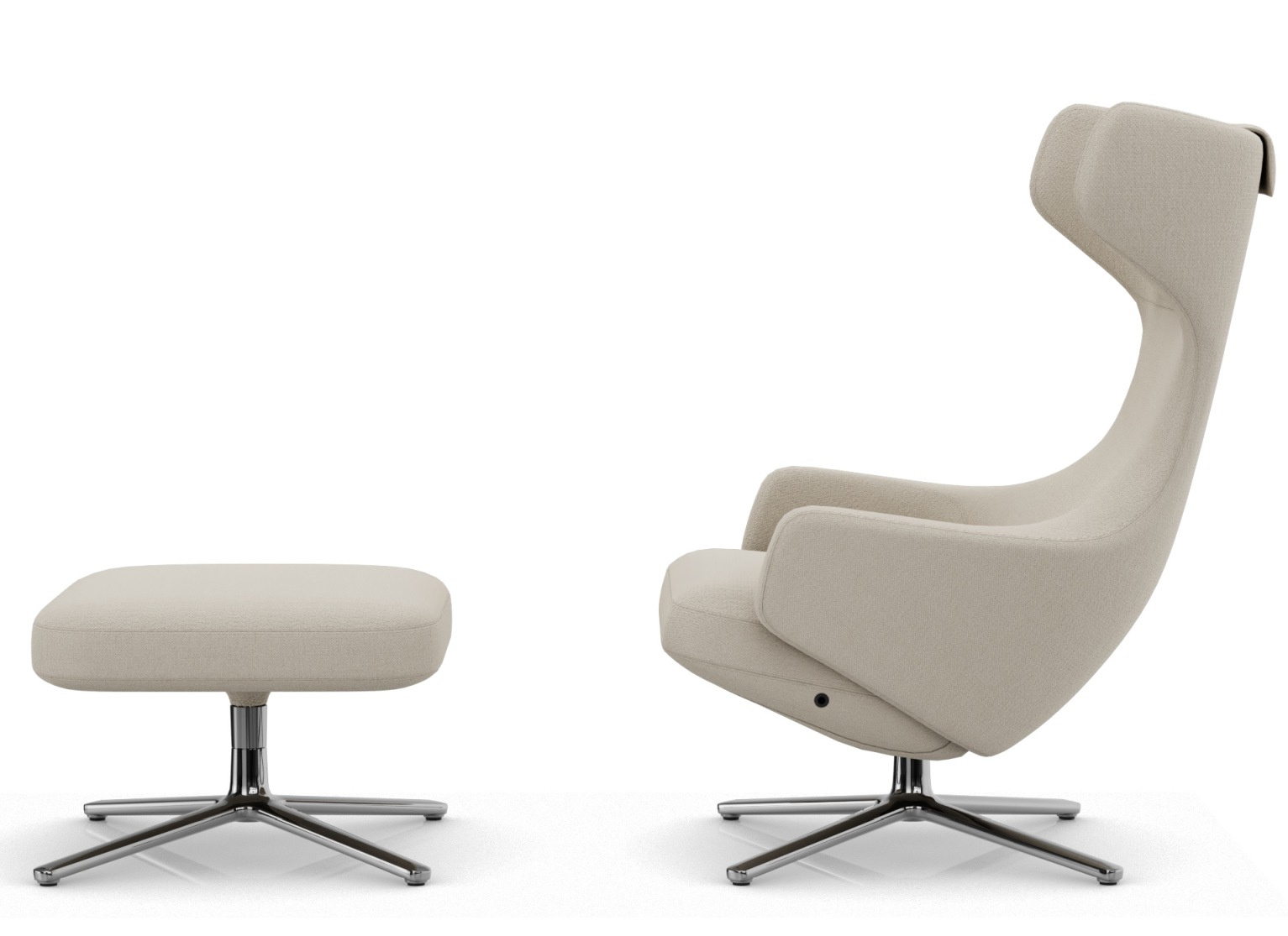 Grand Repos fauteuil + ottoman POLI / CREDO CRÈME Vitra OFFRE SPECIALE
