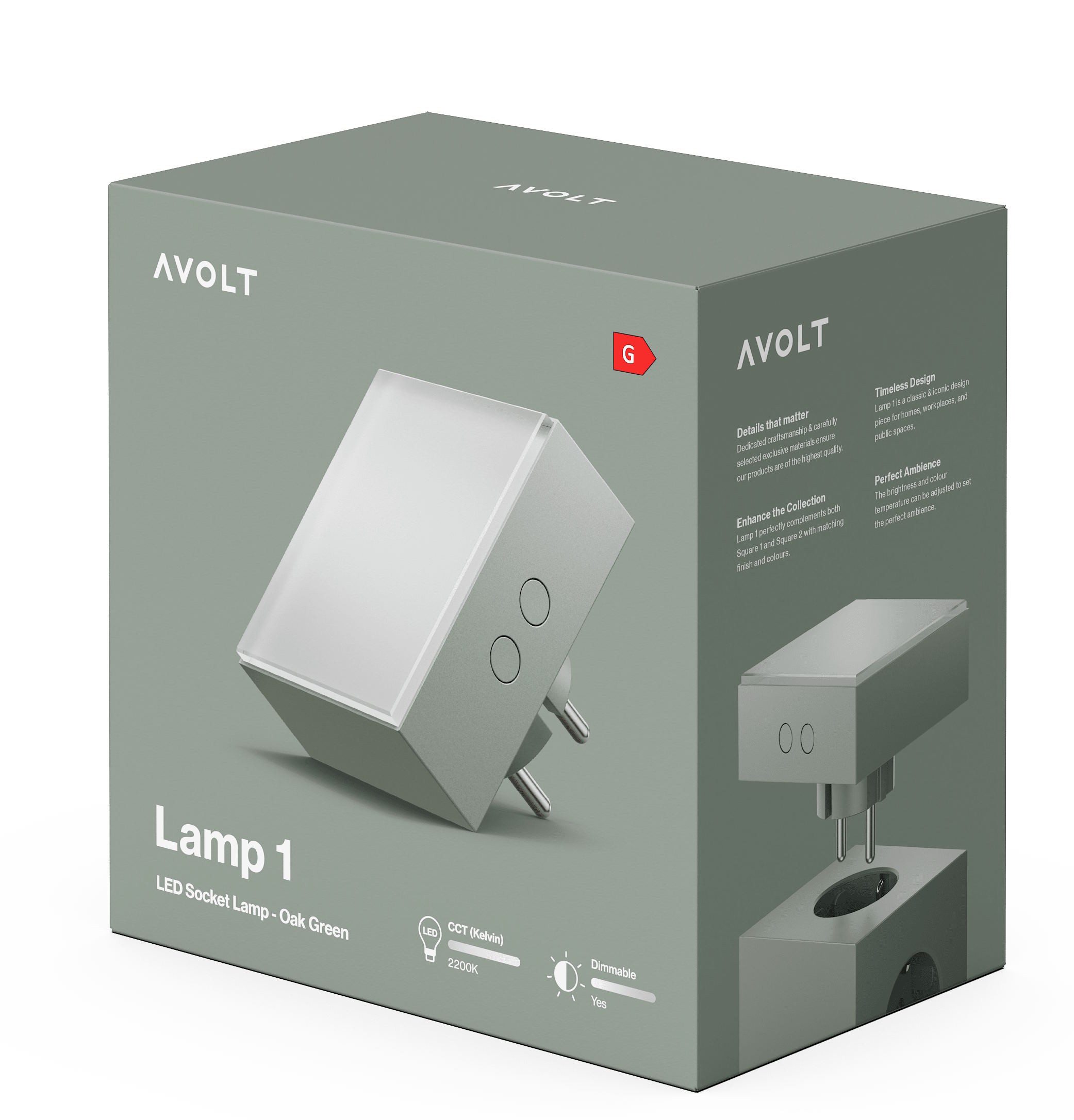 Lampe 1 Douille LED Lumière dfp Design Chêne Vert