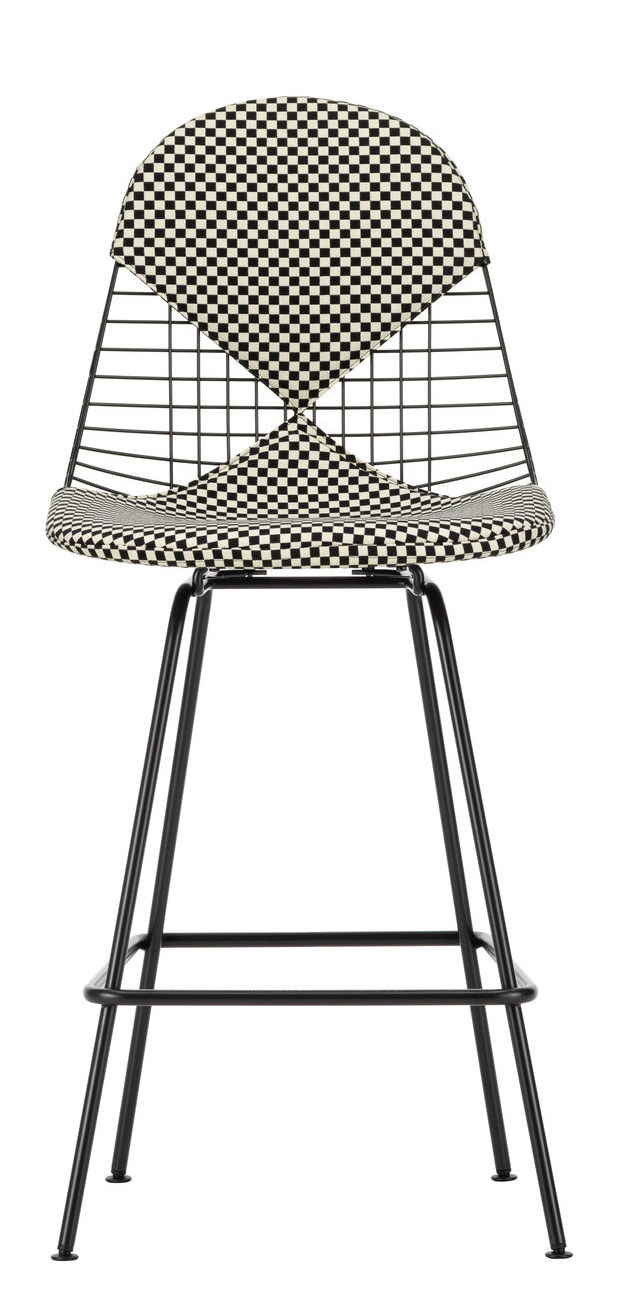 Eames Wire Bar Stool Tabouret de bar moyen avec assise et dossier rembourrés Vitra  