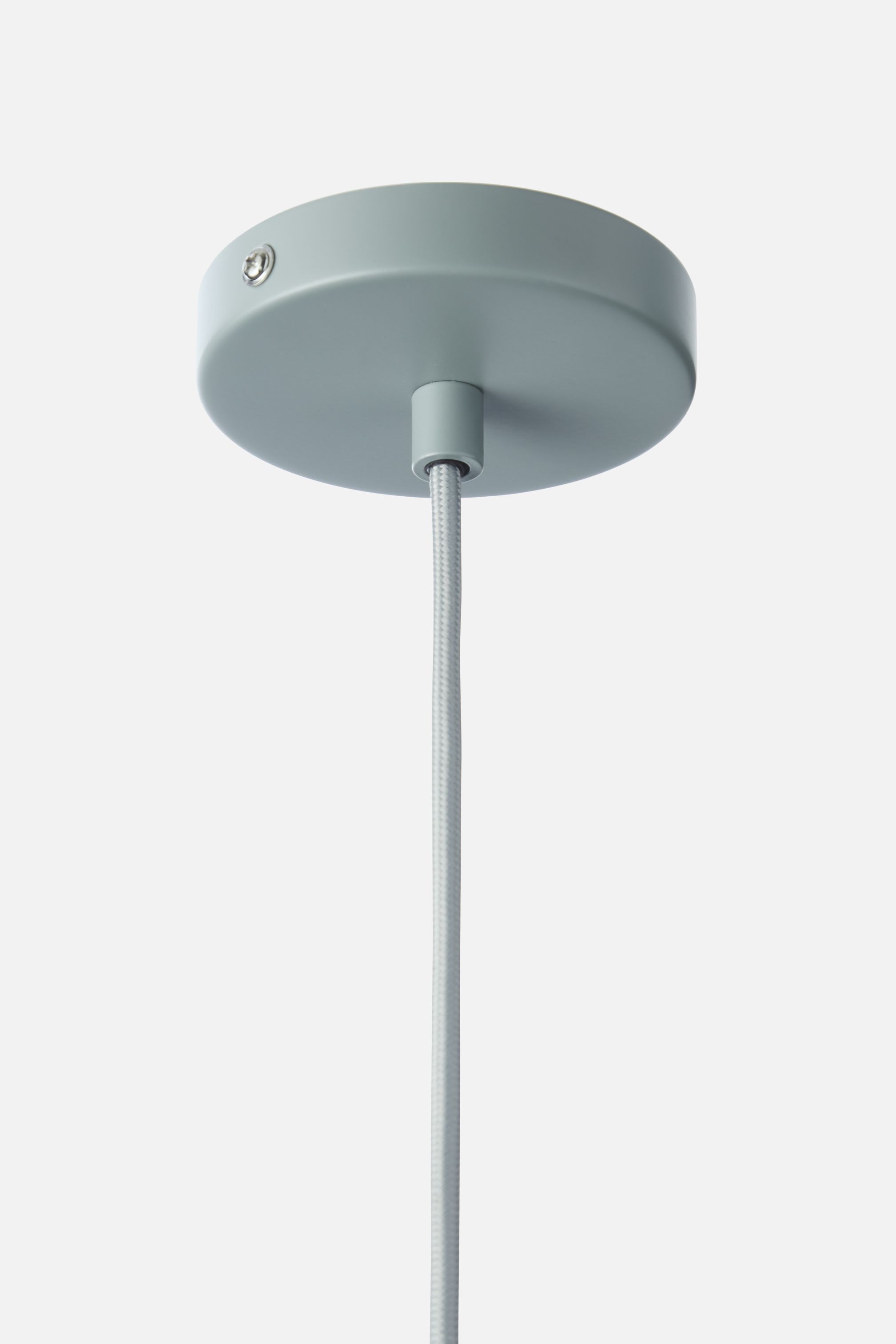 Deckenbefestigung der Stone Pendelleuchte in Mint von Woud, moderne Hängelampe für Wohnräume.