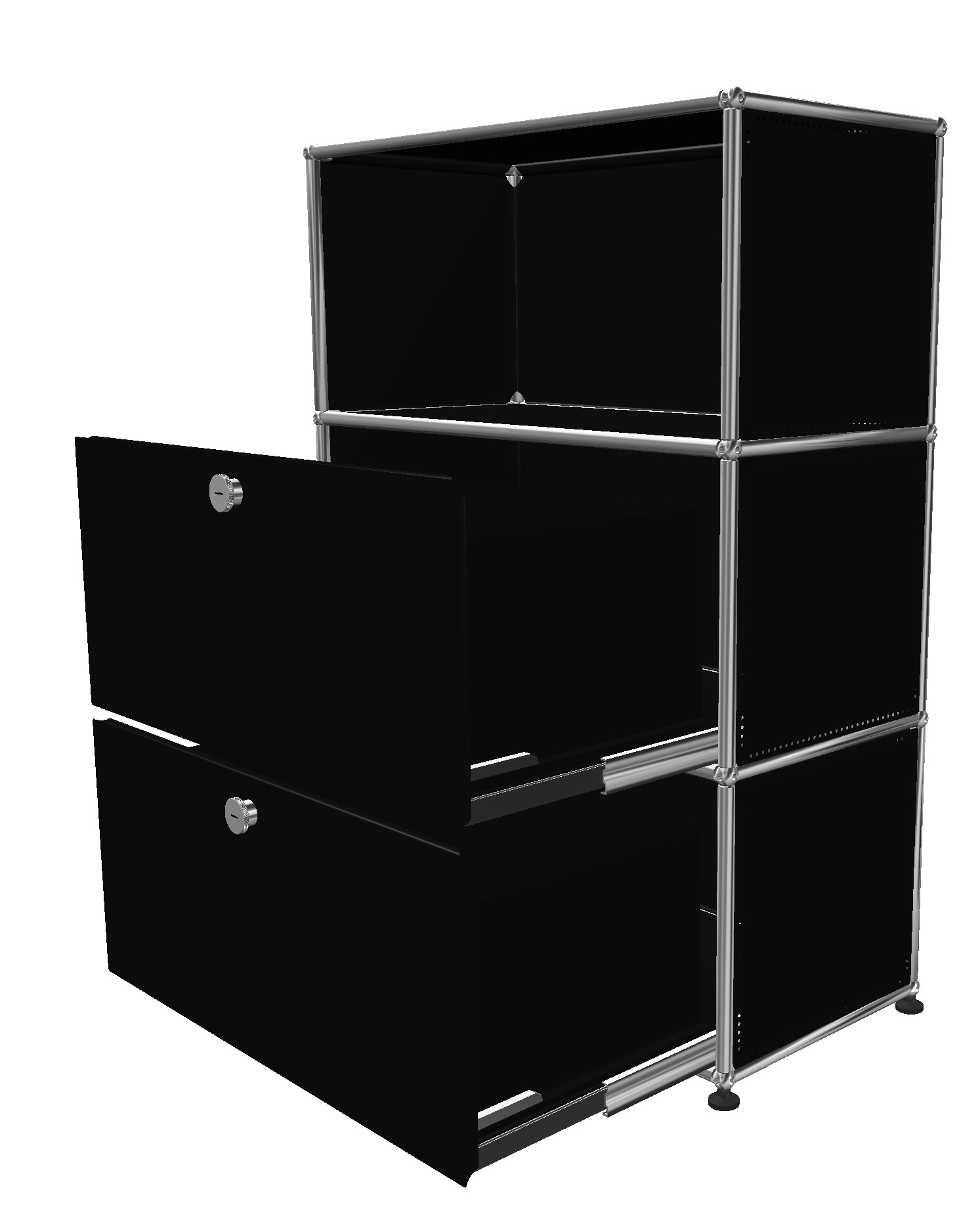 USM Haller Highboard 1 Ouvert / 2 Tiroirs Noir Graphite - FAST DELIVERY