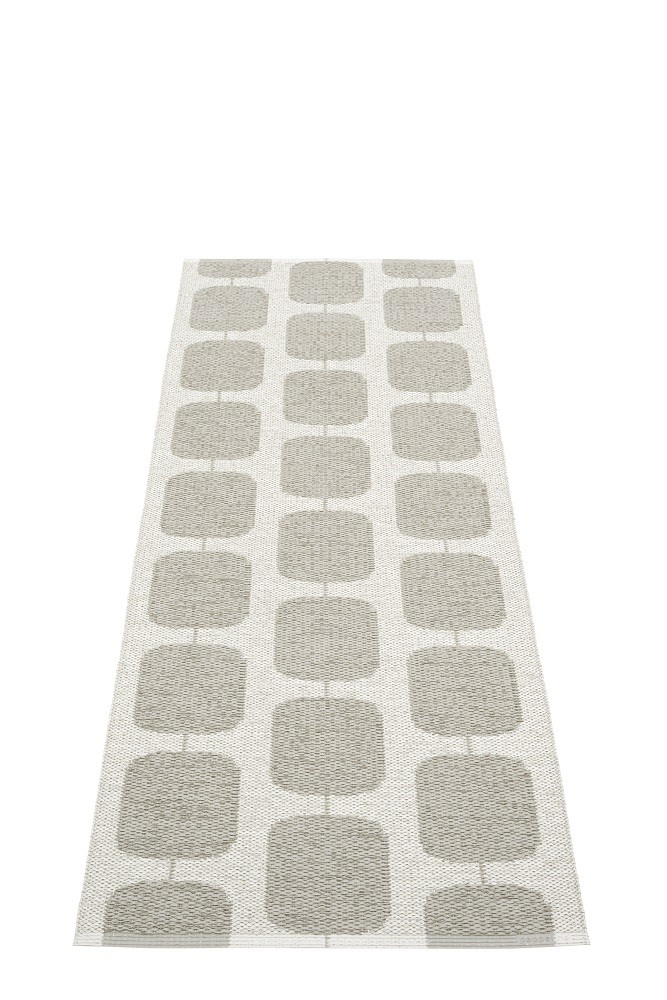 Pappelina Sten Teppich in Warmgrau, 70x200 cm. Skandinavisches Design mit geometrischem Muster. Kunststoffteppich für Innenräume.