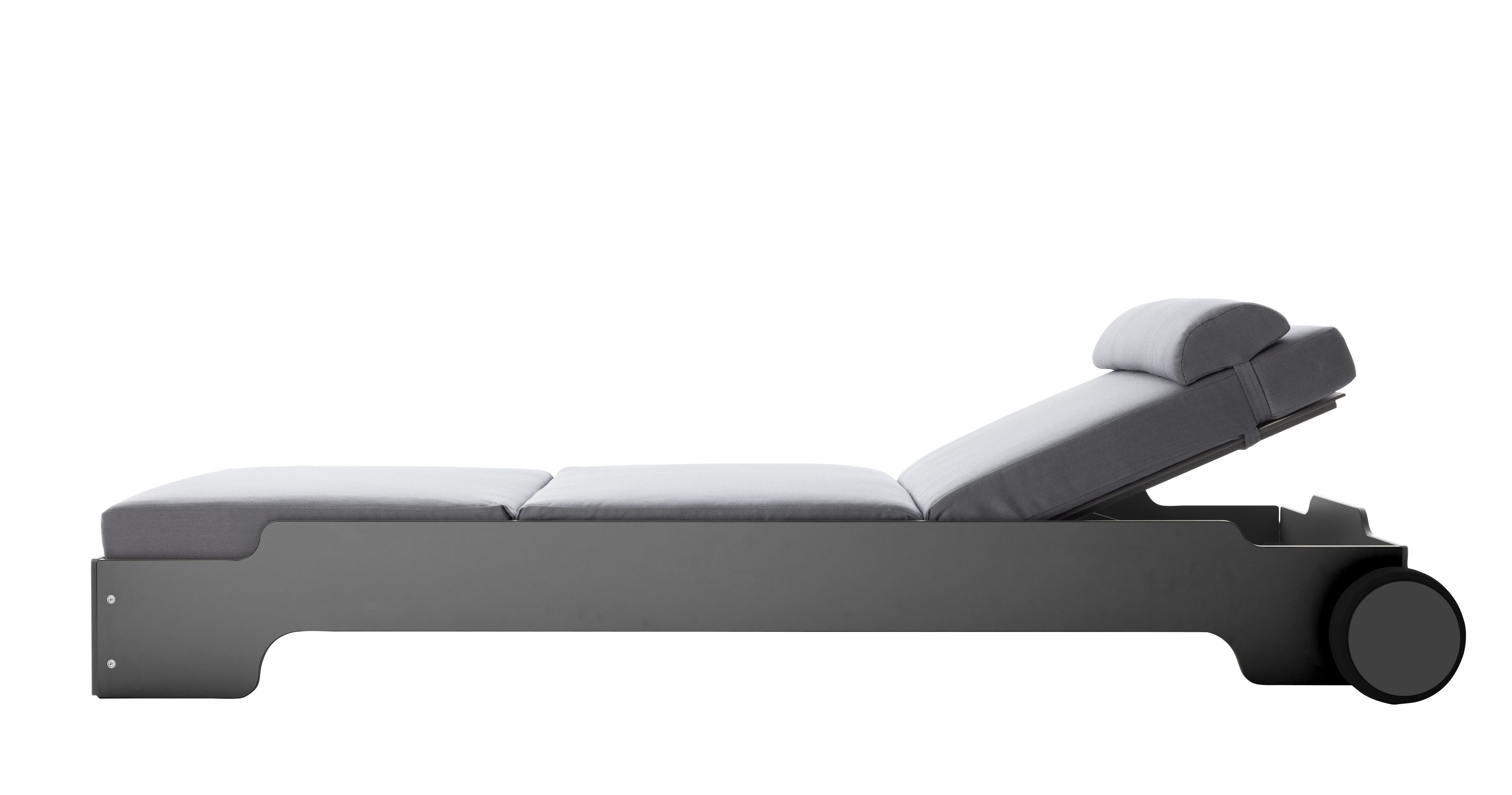 Chaise longue empilable Solara avec roues et coussin Outdoor Müller Möbelwerkstätten