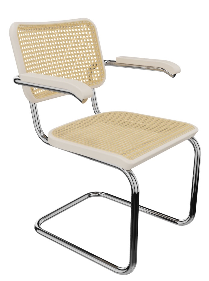 S 64 V Tube d'acier classique Chaise cantilever CHROME / BOIS BLANC LASIQUE Thonet OFFRE SPECIALE