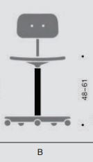B: 48-61 cm, weiche Rollen