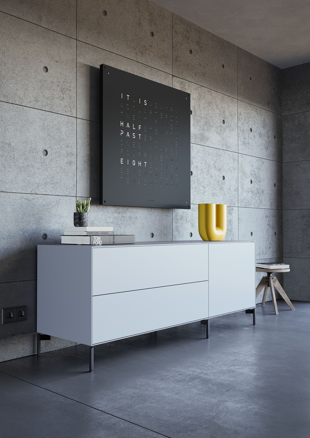 Earth 90 Steel Series Horloge murale / Objet temporel Allemande QLOCKTWO