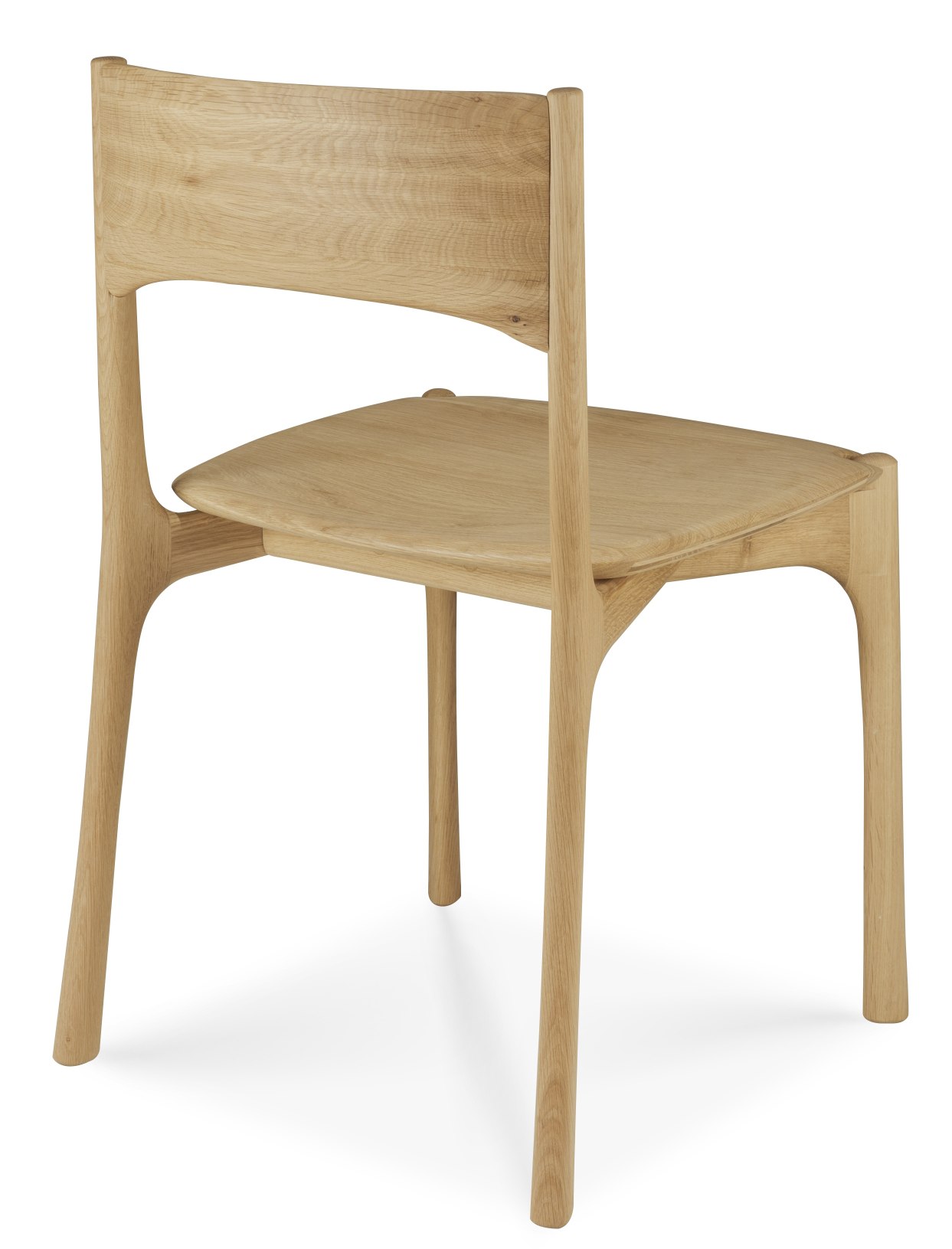 PI Dining Chair von Ethnicraft: Holzstuhl ohne Armlehne, natürliche Holzmaserung, minimalistisches Design.