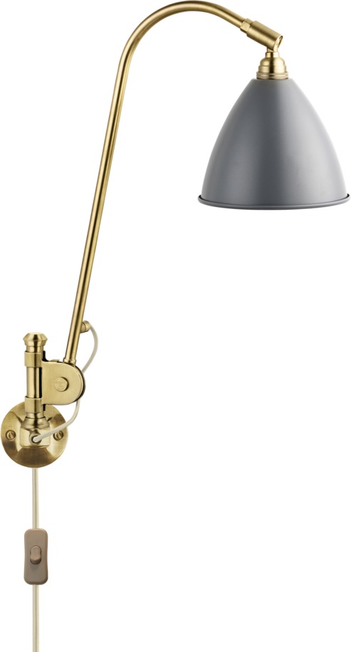 Bestlite Wandleuchte BL6 in Grau und Messing von Gubi, flexible Innenleuchte.