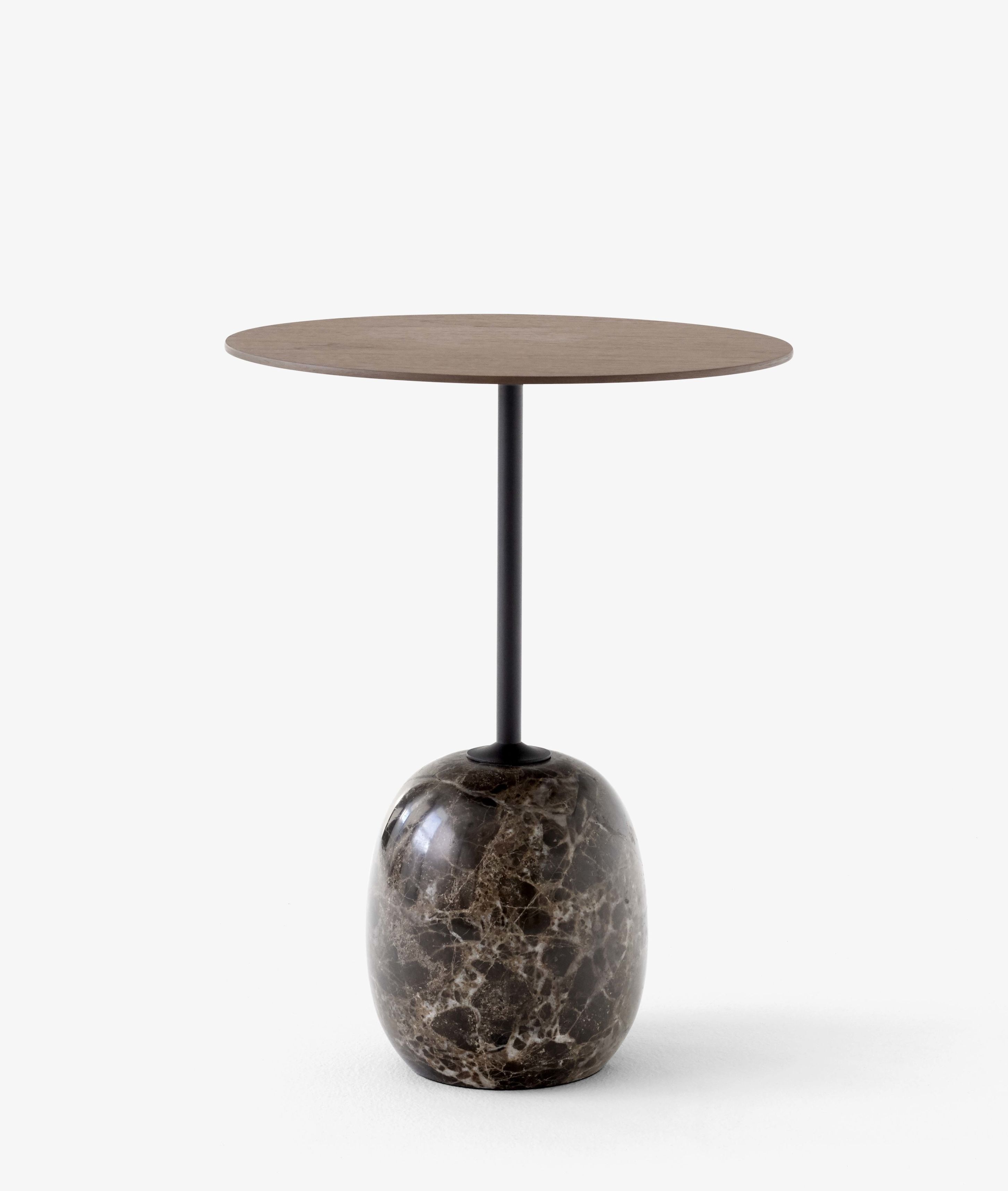 Lato LN8 / LN9 Table d'appoint avec plateau en bois AndTradition Noyer - Emparador de marbre
