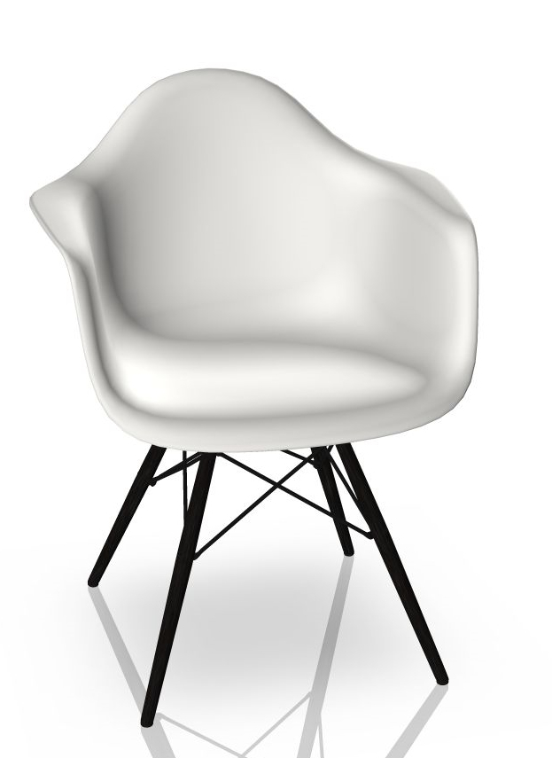 Eames Plastic Arm Chair DAW Chaise Vitra Noir d'érable - Blanc