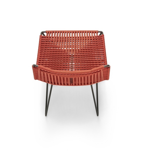 Roter Neil Twist Stuhl von MDF Italia, Indoor/Outdoor Sitzmöbel mit geflochtener Sitzfläche.