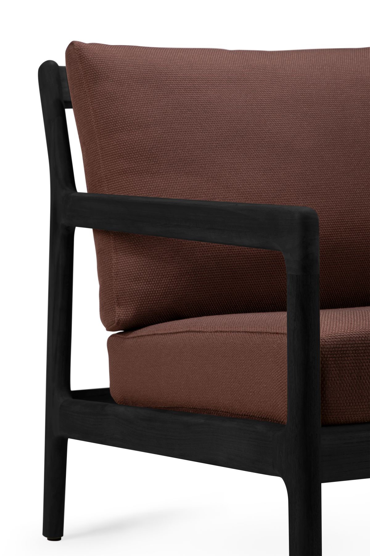 Fauteuil de jardin Jack Outdoor Lounge Chair en teck laqué noir et bordeaux Ethnicraft