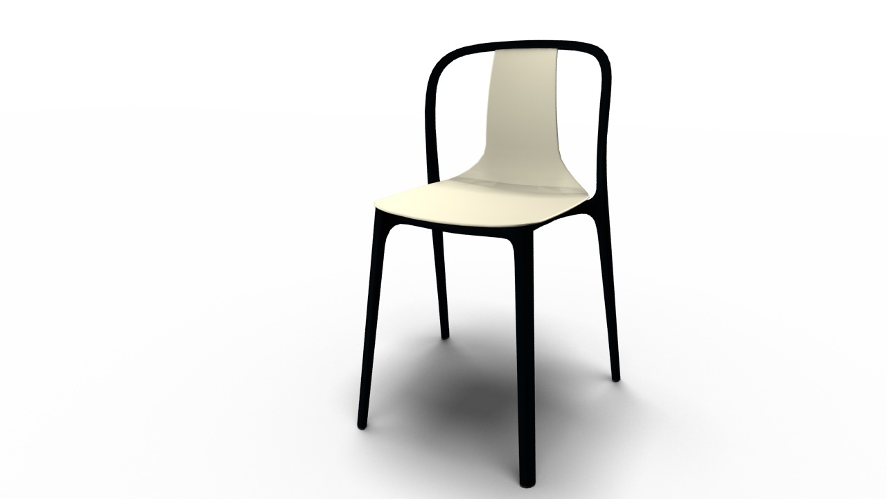Belleville Chair von Vitra, creme-farbiger Kunststoffstuhl mit schwarzem Gestell, modernes Design für Esszimmer.