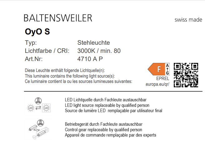 OyO S Lampadaire Aluminium 300 K Baltensweiler