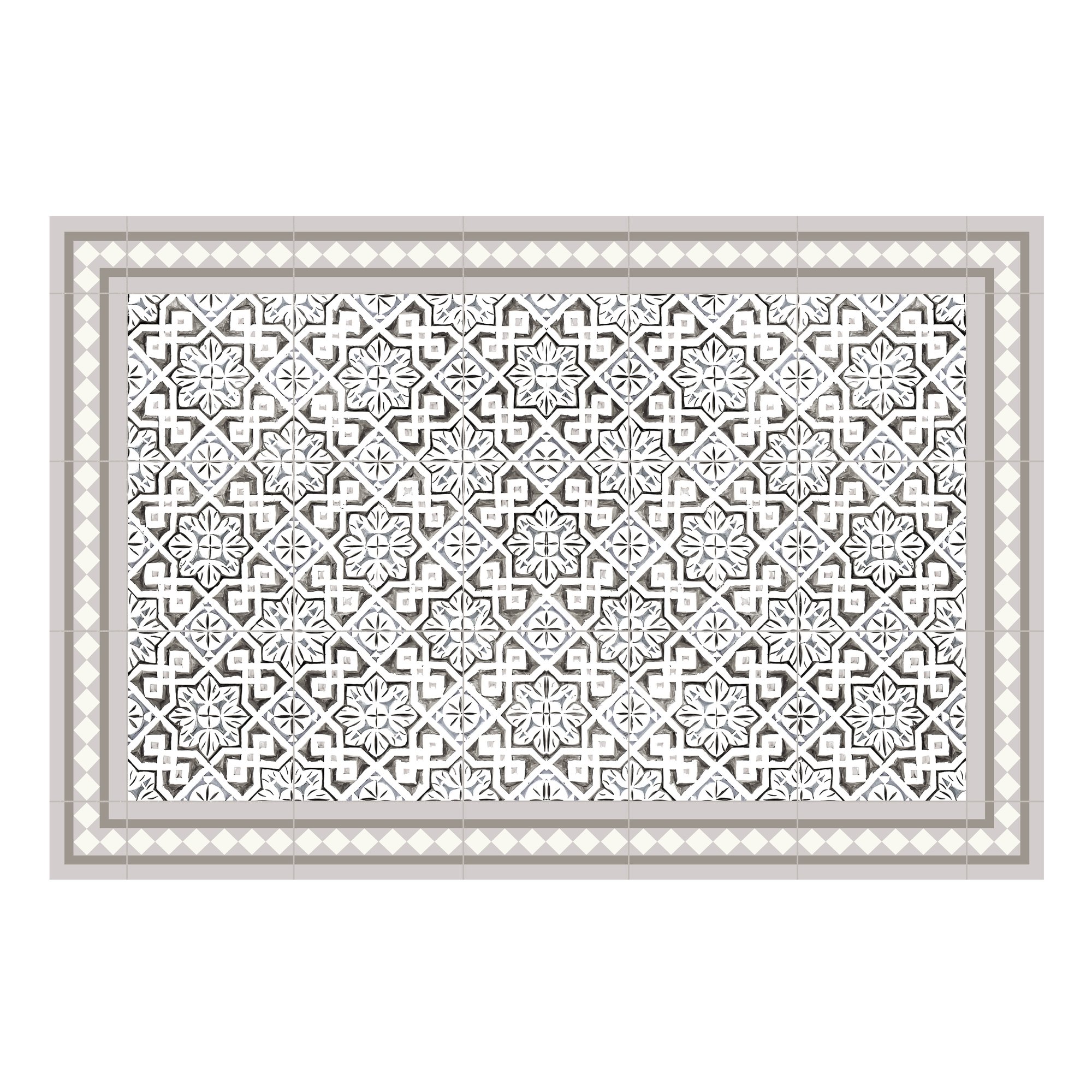 Matteo Tapis de Vinyle Carreaux marocain beige Contento OFFRE SPECIALE