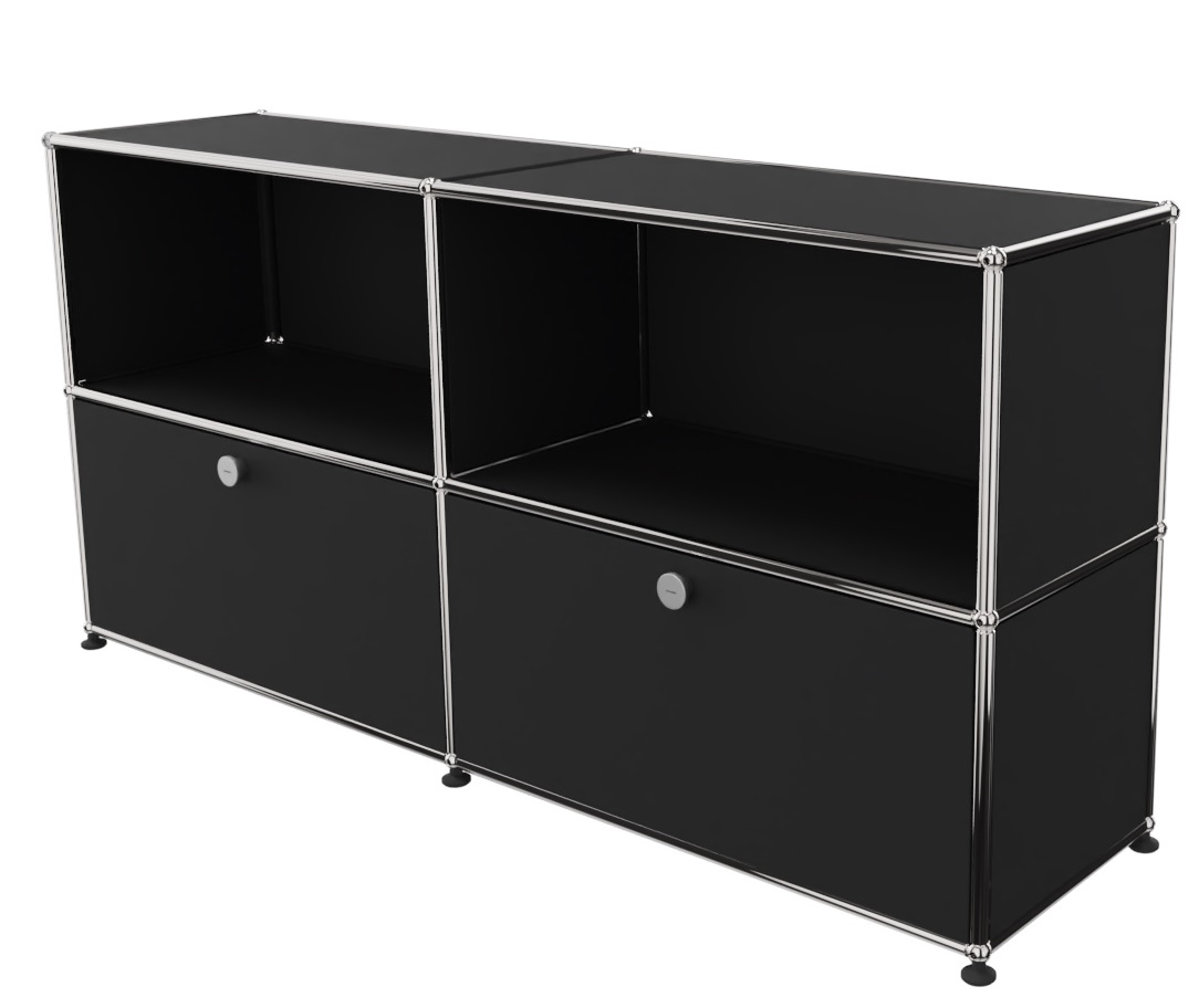 USM Haller Buffet 2 Ouverts / 2 Volets Noir graphite - FAST DELIVERY