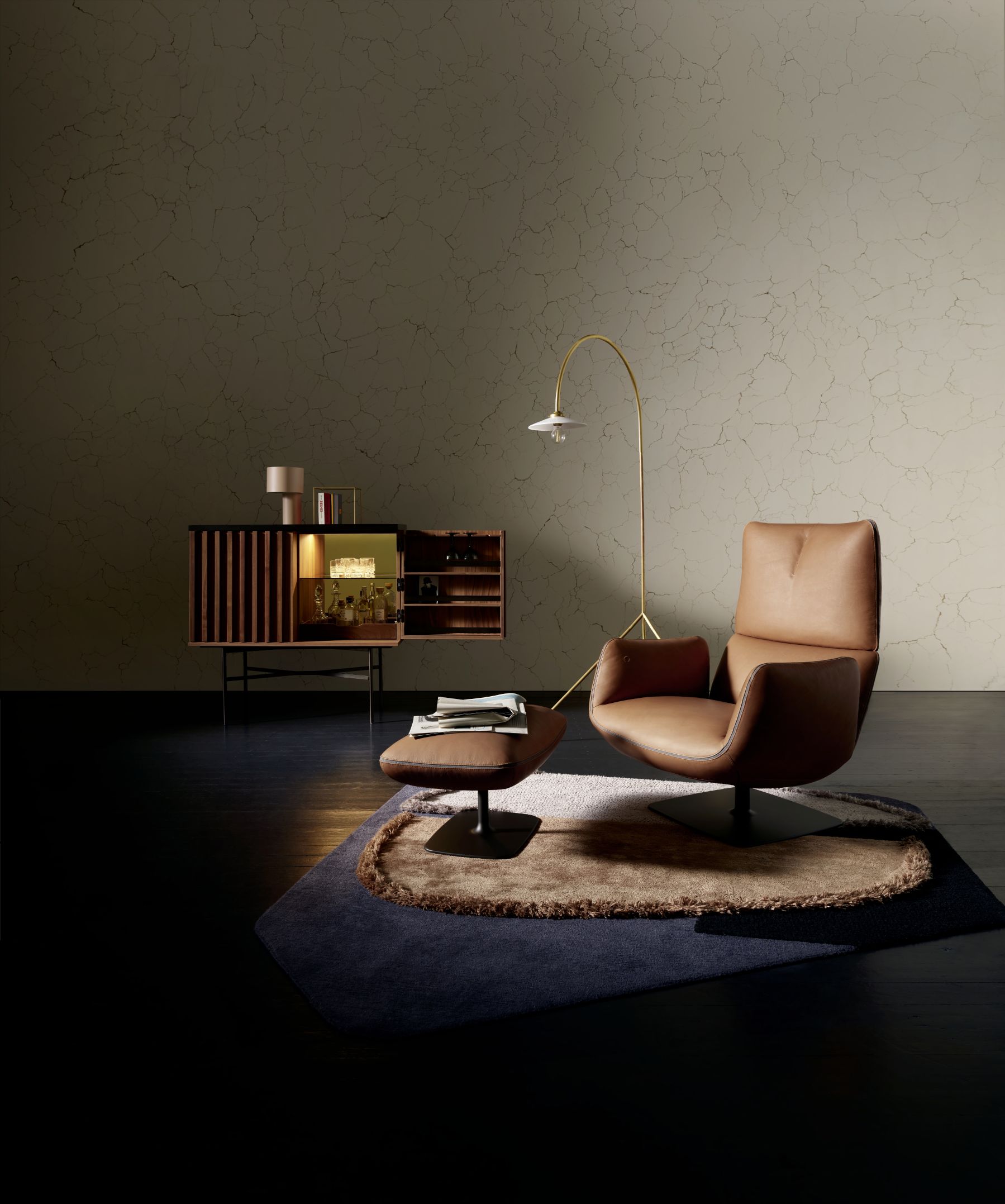 Jalis Lounge Fauteuil pivotant avec mécanisme de basculement / pied assiette Cor