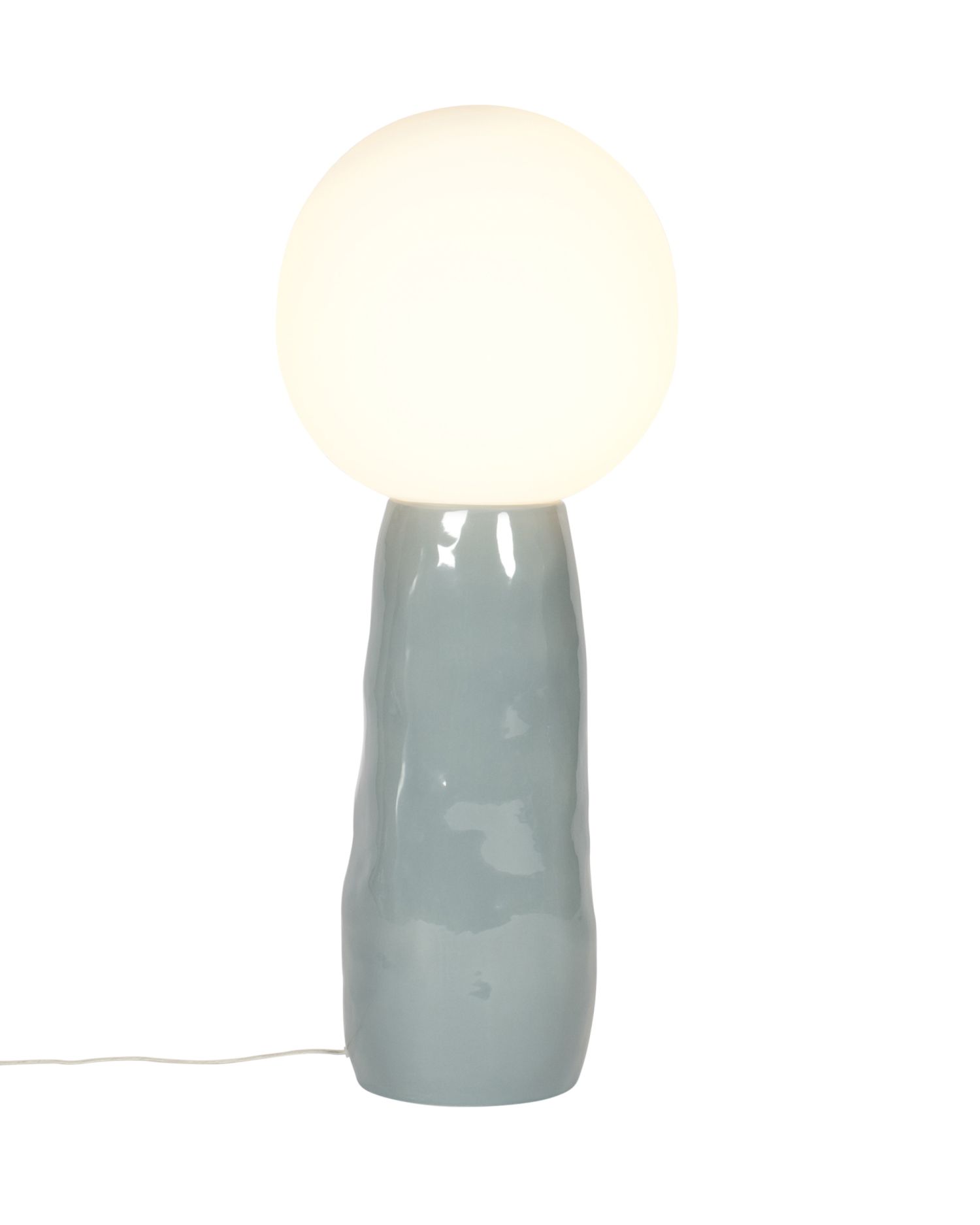 Kokeshi small lampadaire abat-jour blanc / base gris Pulpo
