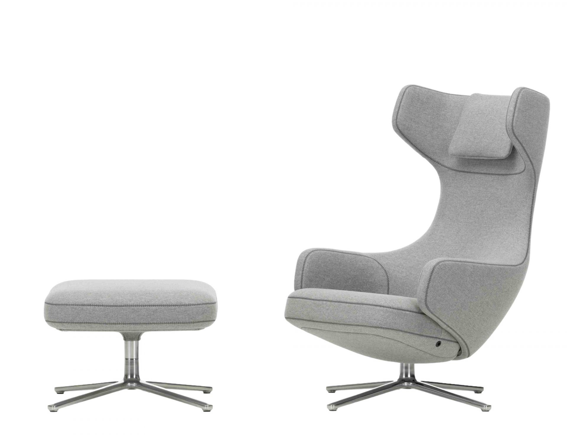 Fauteuil et repose-pieds Grand Repos combinaison préférée Vitra Cosy Kieselstein 40 cm