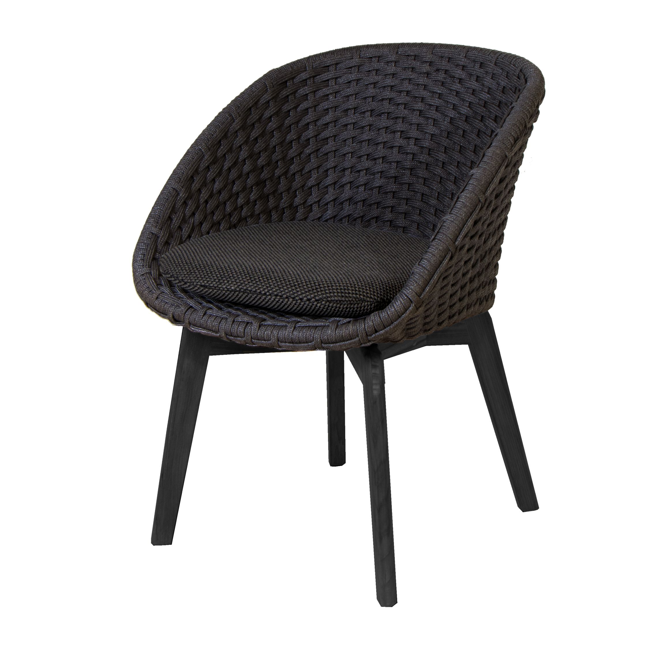 Peacock Outdoor Fauteuil Rope Noir avec pieds en aluminium Cane-Line