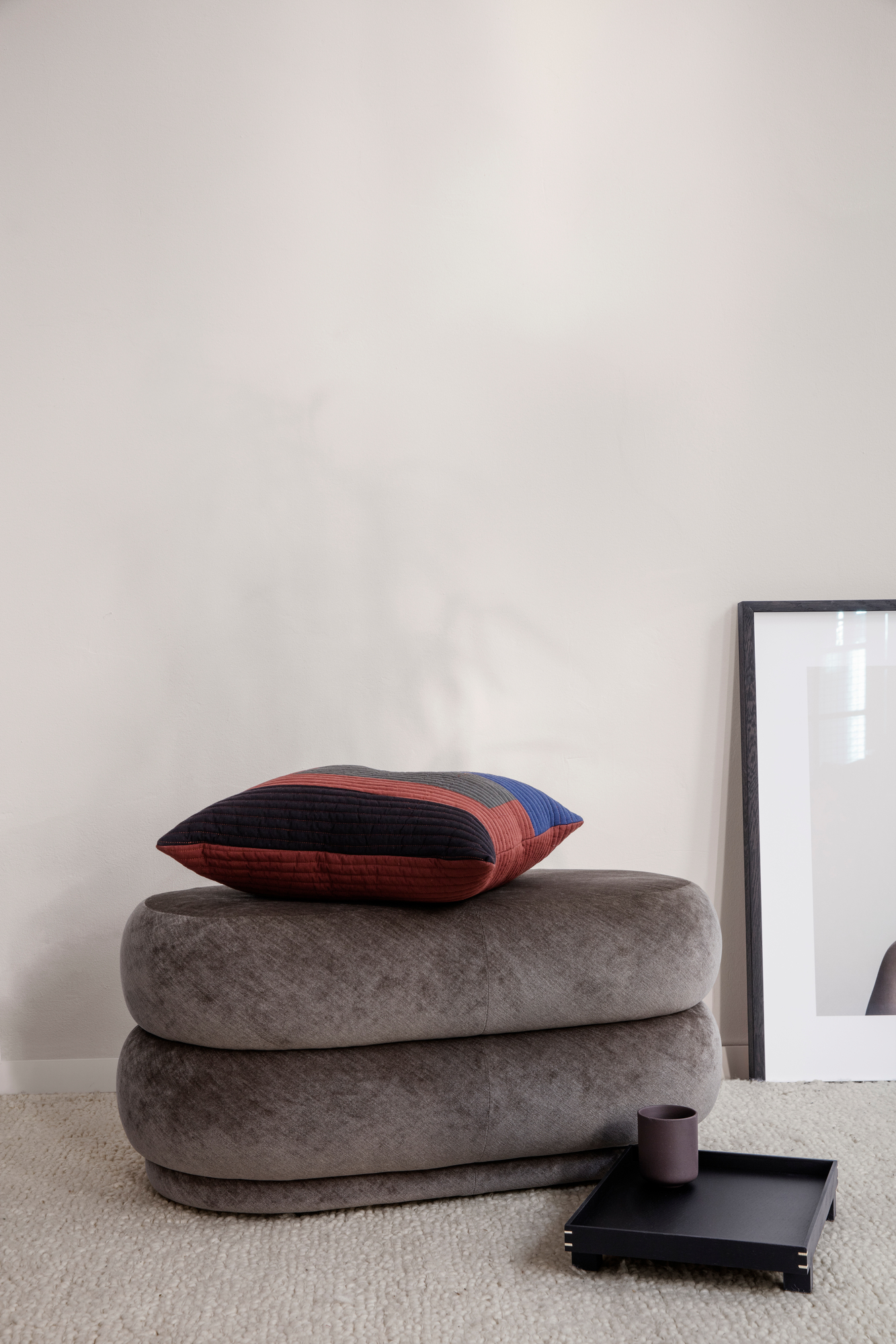 Pouf Oval Faded Velvet Tabouret Moyen Ferm Living Forest