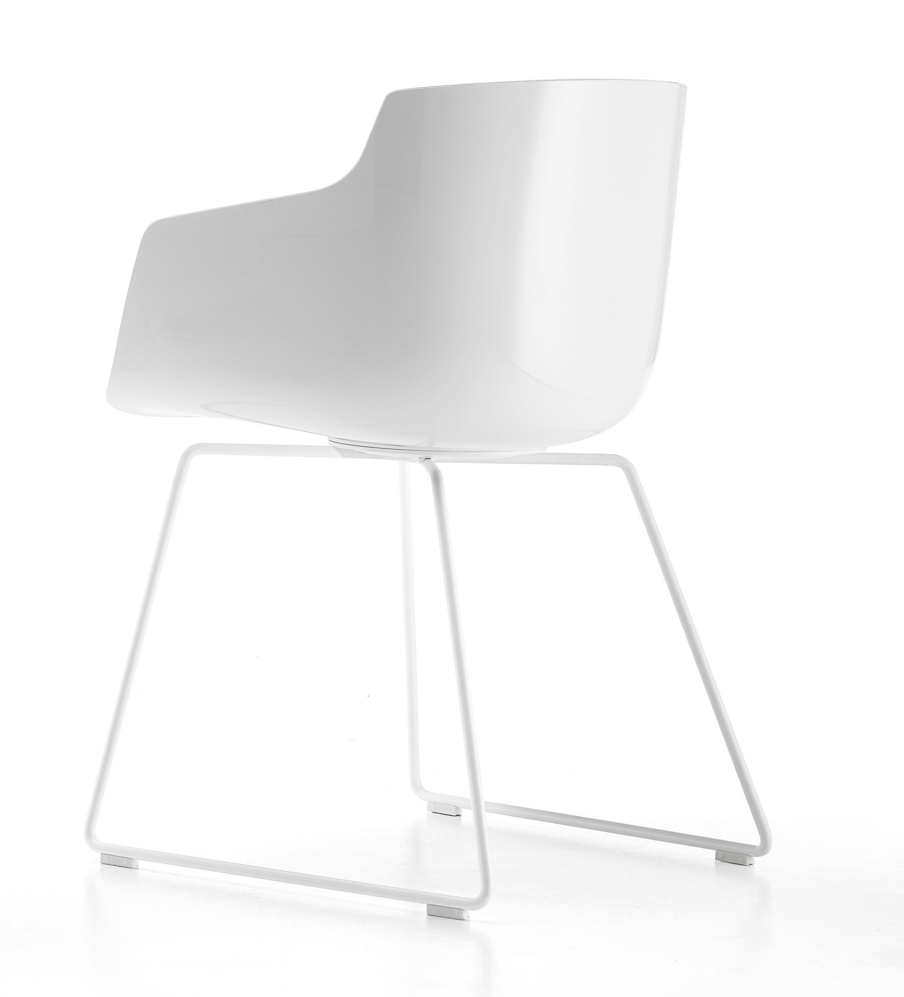 Flow Slim Armlehnenstuhl Kufengestell MDF Italia-Weiß / Weiß matt